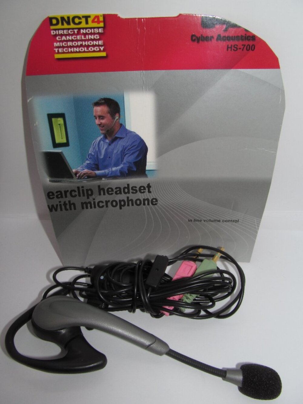 Cyber Acoustics HS-700 Vintage 2000's Y2k Earclip Headset + Microphone & Volume